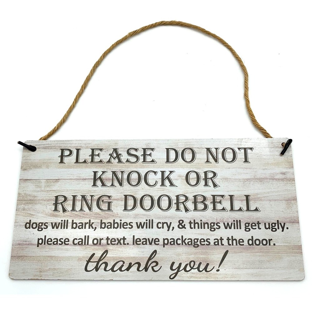 Funny Welcome Door‎ Sign Do Not Knock or Ring Doorbell Sign 12" x 6" Rustic